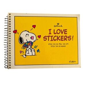 Hallmark Peanuts Snoopy I Love Stickers Spiral Sticker Album Book 80s 1980s
